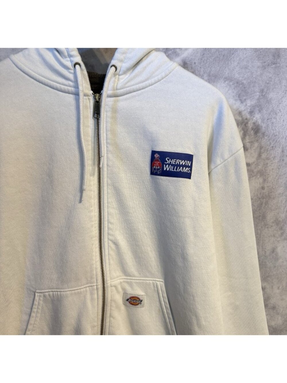 Dickies Hoodie Mens White Sherwin Williams Zip Fleece Painter Workwear Large